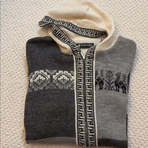 Alpaca wool cardigan sweater with hood